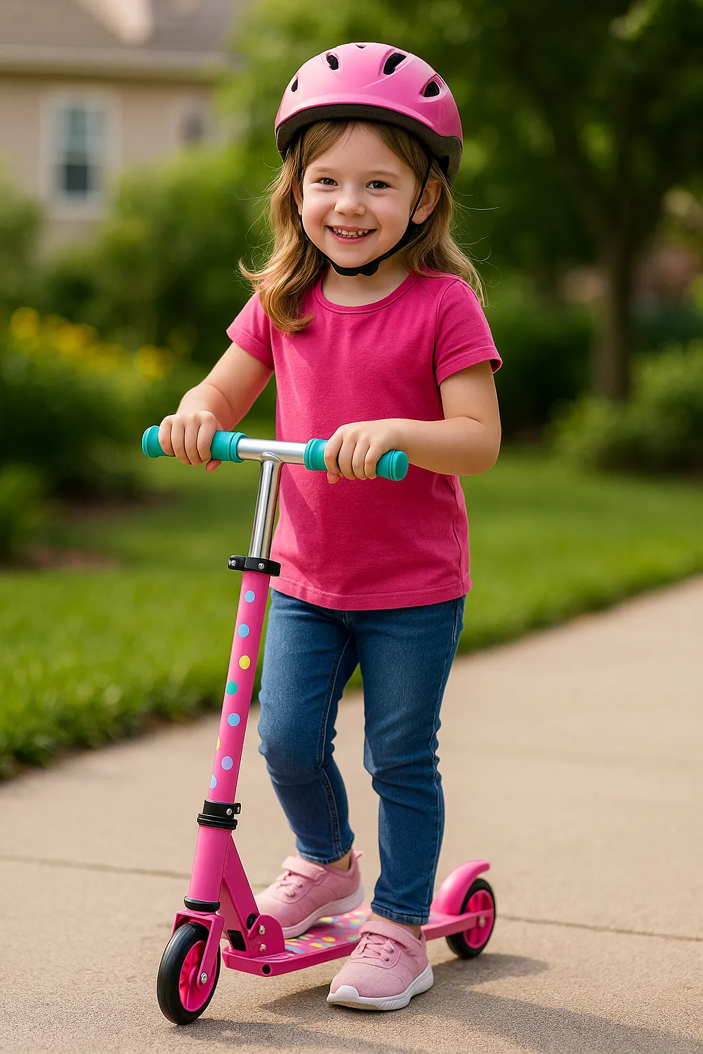 bild eines kindes mit Kinder-Scootern